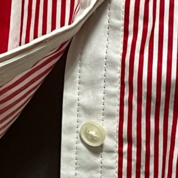 J. CREW Red And White Shirt Dress Tassel Hemline - Picture 14 of 16